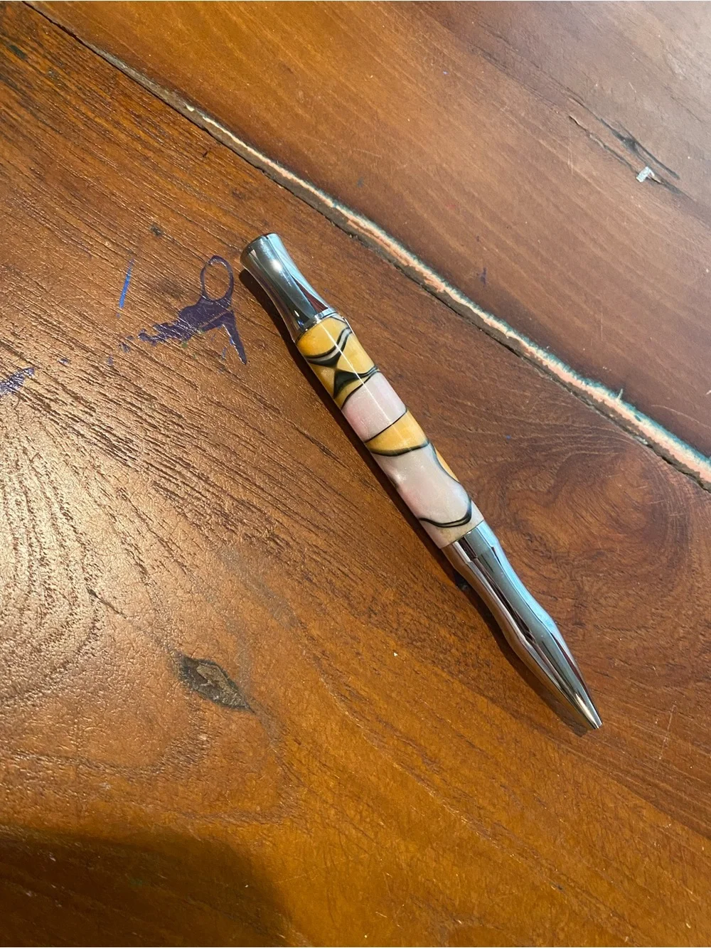 Handcrafted Conklin Yellowstone Ballpoint Pen- Yellow Swirl